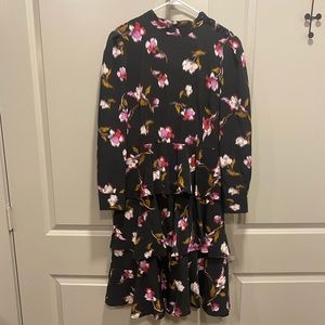 Who What Where XL black floral long sleeve dress